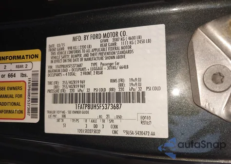 2015 Ford Mustang Ecoboost Premium z USA, uszkodzony, nr VIN 1FATP8UH5F5373687